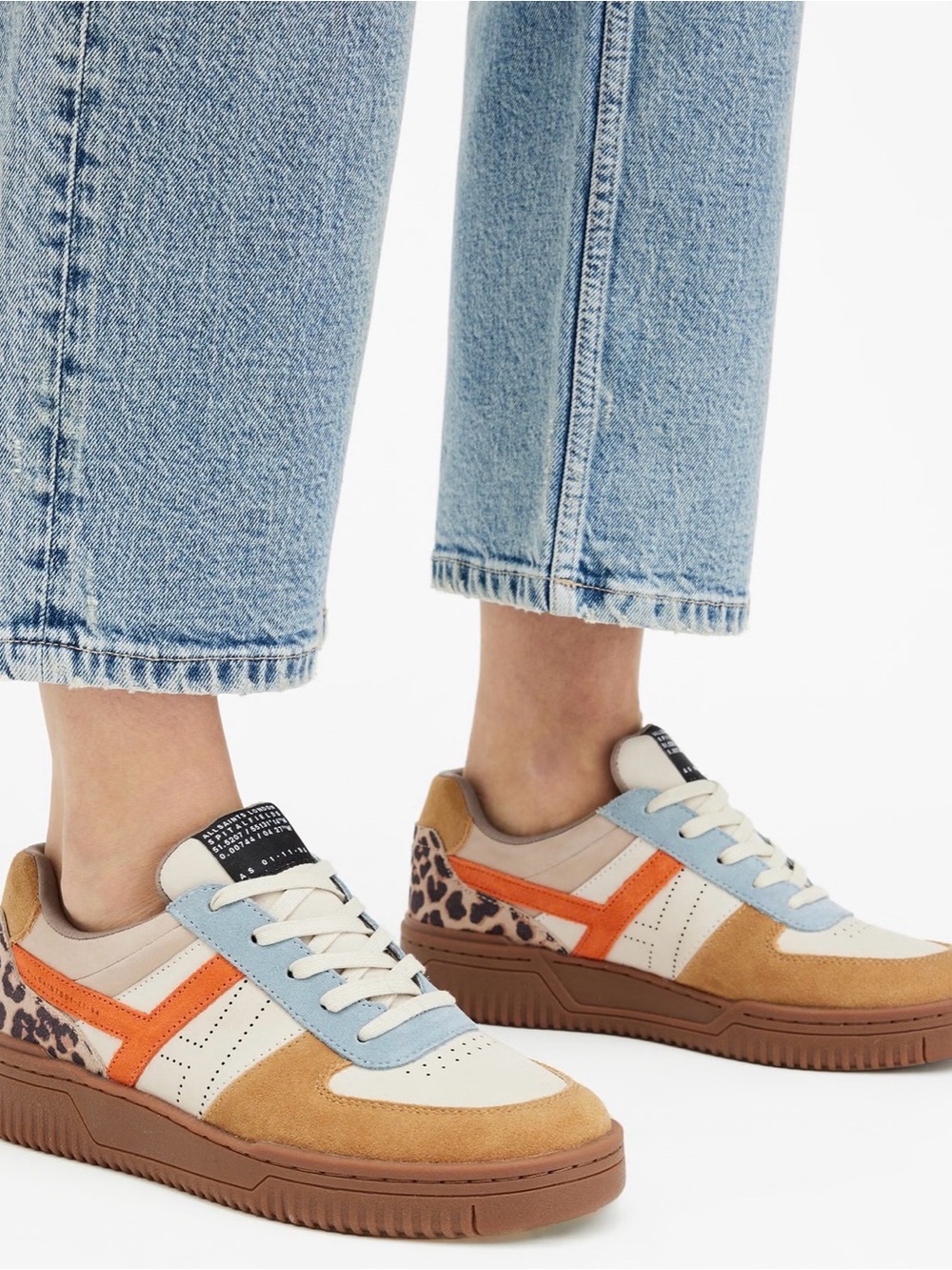 All Saints VIX LOW TOP ROUND TOE LEATHER SNEAKERS | Suede & Leather